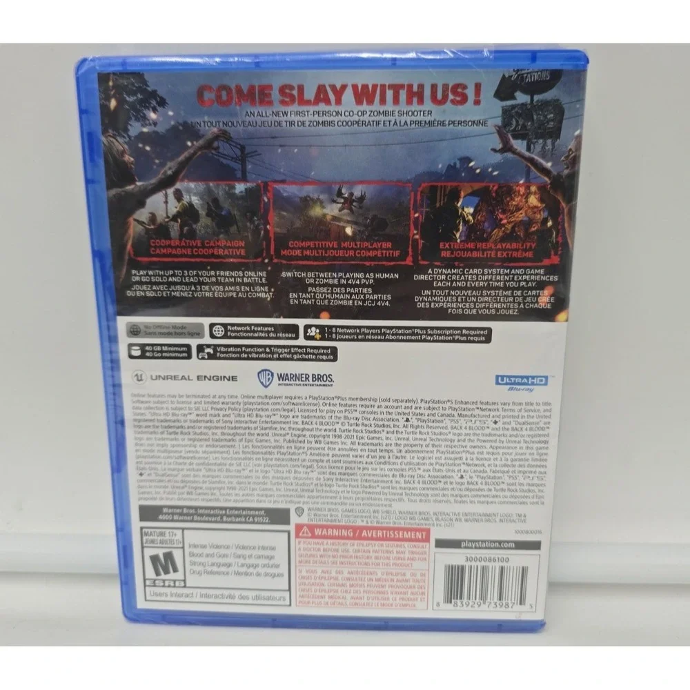NEW Back 4 Blood PS5 PlayStation 5 Zombie Survival Horror Co-Op FPS Video Game